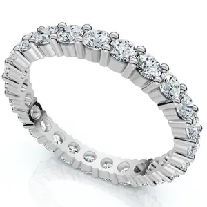 1 1/2 Ct Diamond Eternity Ring Women's Stackable 14k White Gold Band Lab Grown