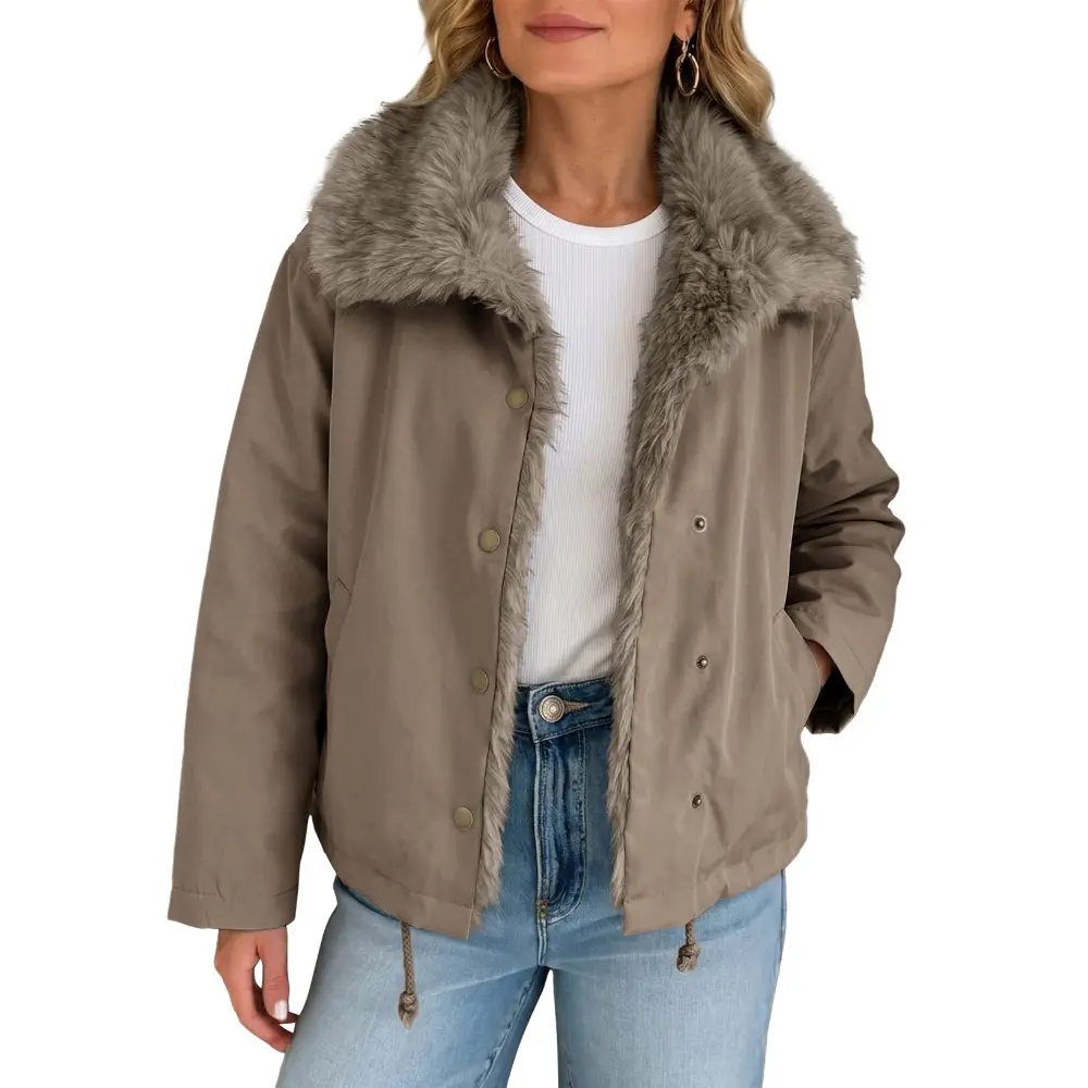 Dokotoo Women's Winter Chunky Warm 2026 Jacket Faux Fur Outerwear Coat 2026 Fall Winter Clothes Long Sleeve Jacket Soft Cozy Coat Raw Hem Vacation Outfits Loose Fit Fashion Clothing