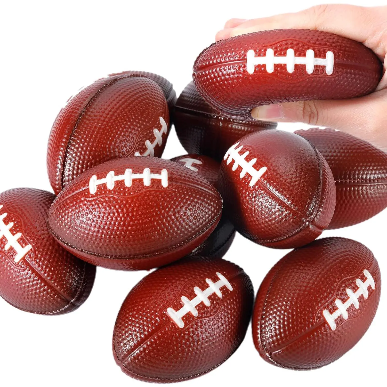 10 Packs Mini Foam Footballs, Football Toys Xmas Christmas Party Favors Gifts, Decorations for  (3.54in)