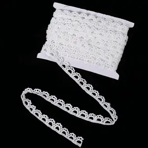 10 Yards White Lace Trim Vintage Crocheted Lace Ribbons 1/2'' Wide Sewing Lacework Ribbons Embroidery Scalloped Edge Laces for DIY Crafts Bouquet Sewing Gift Wrapping Decoration Fyntave