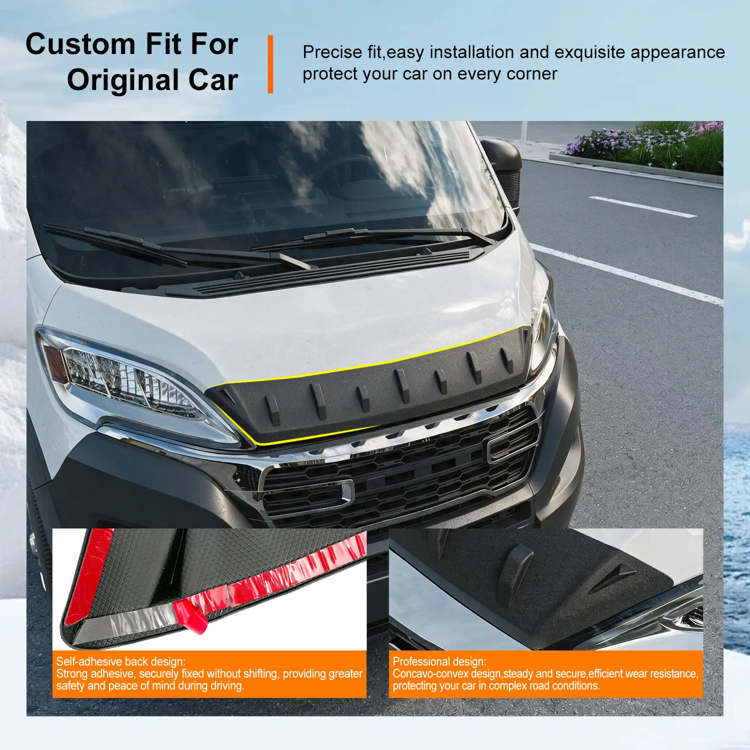 [Fits 23-25 RAM Promaster] Hood Deflector Compatible with 2023-2025 Dodge Ram Promaster Hood Protector [Fits 23-25 RAM Promaster] Hood Shield Upgraded TPE All Weather Protection Replacement for 2023-2025 Dodge Ram Promaster Accessories