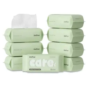 [B] Unifree Facial Towel | Disposable Dry Wipes | Face towel | 8-pack, 480 Count, Absorbent, Reusable, Soft, Comfort, Household, Skincare, washcloth Cleaning Sheets