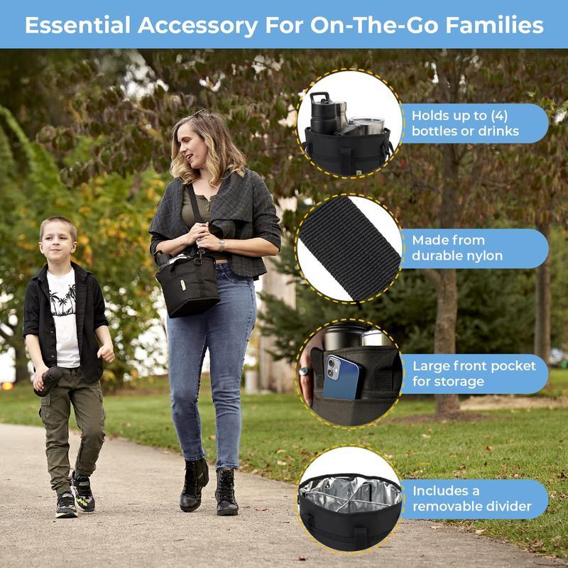 Family Size 4 Compartment Drink Bag, Multiple Tumbler Carrier Caddy