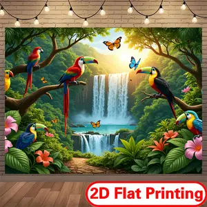 Tropical Polyester Backdrop Cloth, Soft Material with 2D Flat Printing, Multiple Sizes Optional, for Room Decoration, Outdoor Events & Photo Booth Props,summervibes