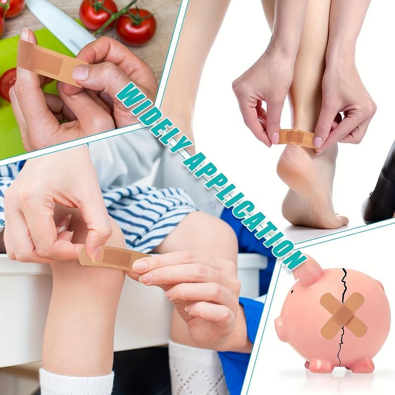 80-Pack PE Flexible Adhesive Bandages - Assorted Sizes with Waterproof & Breathable Design, Cushioned Pad for Wound Care, Including Finger & Knuckle Bandages