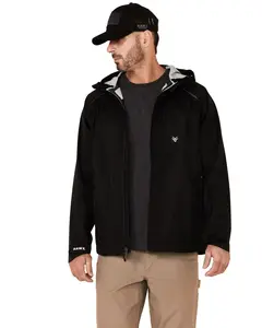 Hawx Men's Pro Elements Zip-Front Hooded Poly-Shell Work Jacket - Hxfa21o7-Black