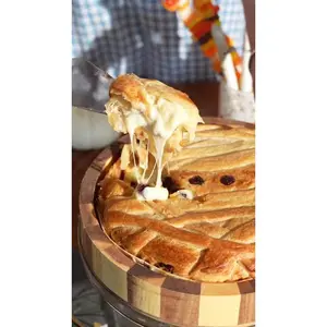 Halloween Baked Brie En Croûte Mummy with Pumpkin or Ghost Bamboo Serving Tray - Cranberry, Orange & Pecans, Serves 6 - 8