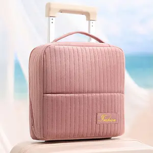 New Simple Dutch Velvet Multi-Compartment Storage Bag, Standing Makeup Bag, Large Capacity Handbag, Portable Outdoor Cosmetic Bag