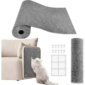 Scratch Couch Furniture Protector, Adhesive  Scratch Pad Deterrent for Furniture, DIY Climbing Scratcher for Indoor Cats (Light Grey, 39.3x15.8 in)