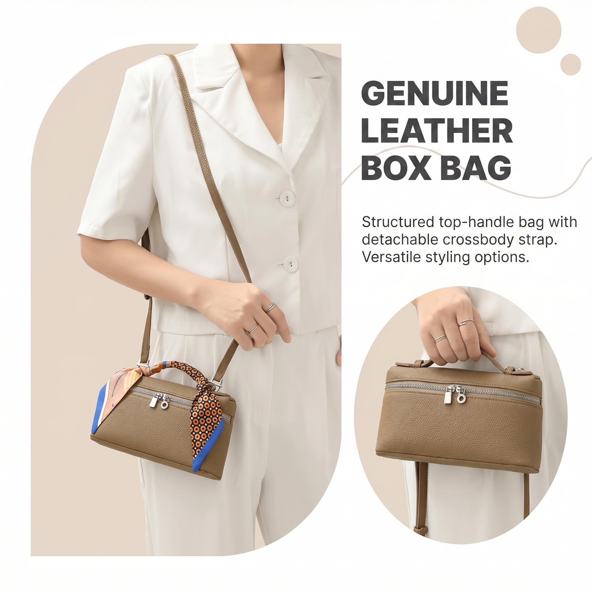 Chic Top-grain Cowhide Vanity Case Bag Women's Structured Pebbled Mini Crossbody Handbag