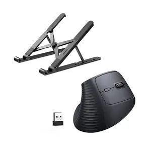UGREEN Foldable Laptop Holder Bundle Vertical Mouse Bluetooth 5.0 & 2.4G Wireless Ergonomic Mouse with 5 Buttons, 4000 DPI, Balck & Pink Ergonomic Mouse Compatible with PC/Laptop, Only 2.4G Model(Bluetooth not supported), Basic Mouse outdoorfun