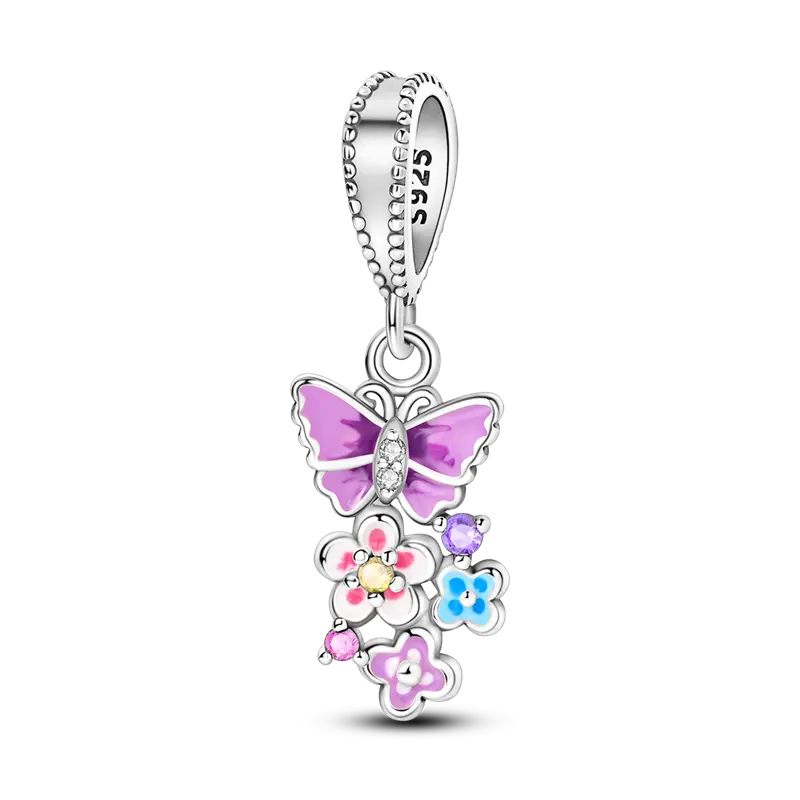 Purple butterfly bush pendant