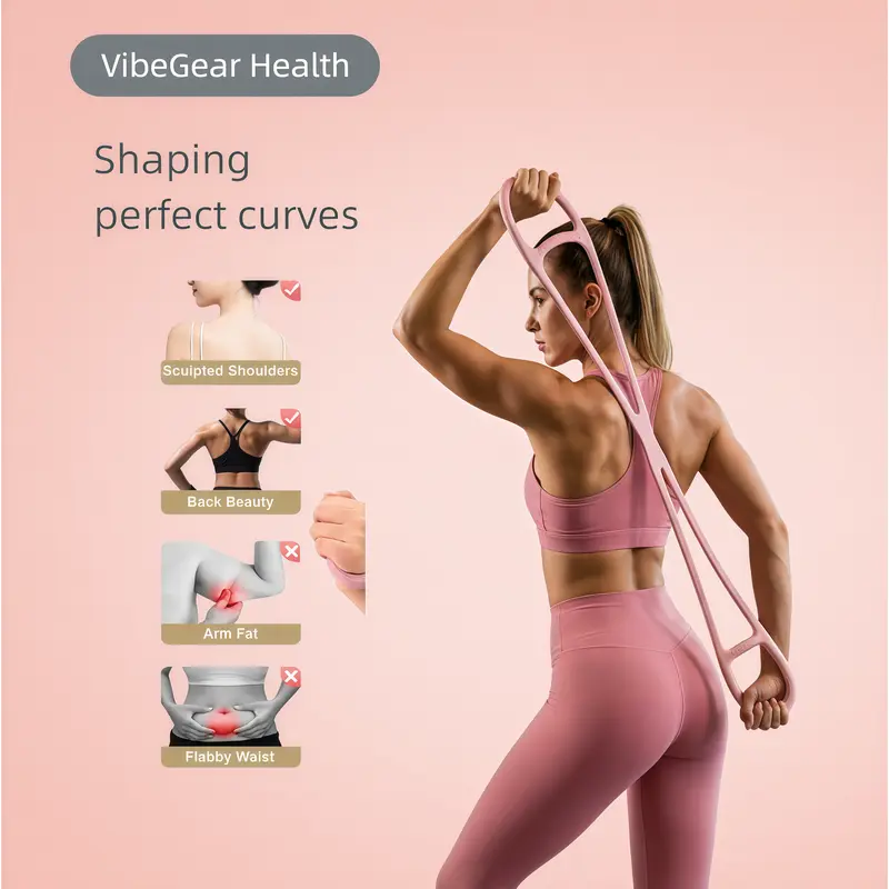 VibeGear 3-in-1 All-in-One Bands Resistance Bands Figure 8 Exercise Bands for Women TPE Material Arm & Chest Expander for Home Gym Yoga Muscle Toning Stretching Gear