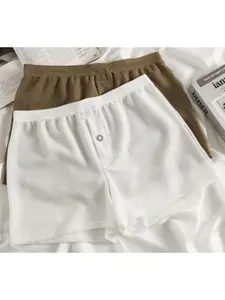 Premium 2-Pack: Men's Loose-Fit Casual Icy Silk Plain Boxers, All-Season Breathable Underwear for Daily Comfort