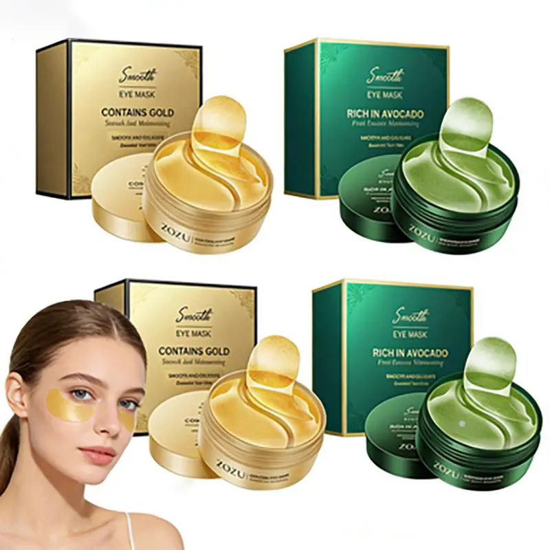 120pcs Avocado & Gold Eye Mask Multi-Pack - Hydrating Anti-Puffiness Eye Treatments, Brightening, Dark Circles Relief, Dry Skin Soothing, Daily Skincare Essential, Beauty Gift