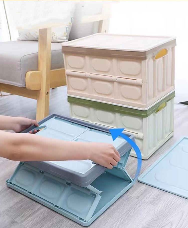 Collapsible Storage Bins with Lids Plastic Storage Containers for Organizing Stackable Storage Box Large Heavy Duty Utility Crates Space-Saving Durable