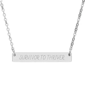 SURVIVOR TO THRIVER - Engraved Horizontal Bar Necklace - Made w/ Surgical-Grade 316L Stainless Steel