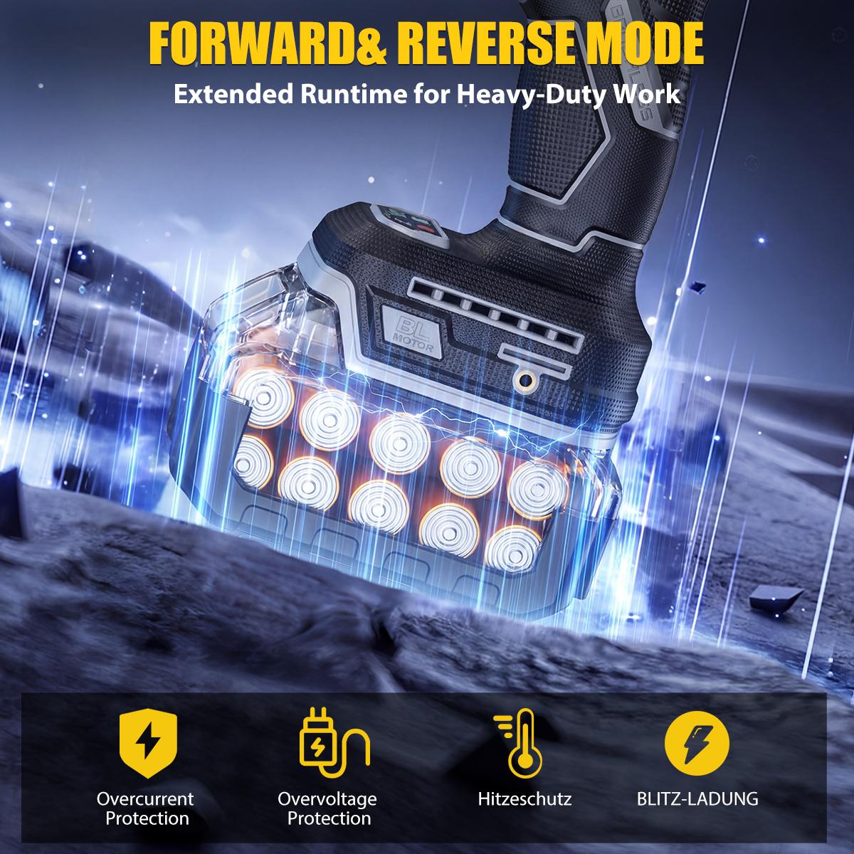 SOARFLY 900NM Electric Wrench For Automobiles, Car, Trucks, With 2x 4.0Ah Batteries, Fast Charger,  5 Sockets