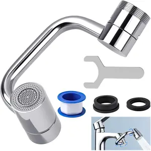 1080? Rotating Faucet Extender for Bathroom Sink, 2 Modes Adjustable U Shaped Rotatable Faucet Aerator Extension with Adjustable Swivel Arm, Fits 22mm /24mm Taps