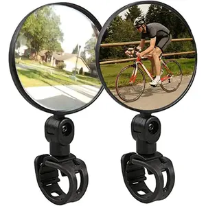 2 pcs Bike Mirror,Adjustable 360 Degree Rotatable Handlebar Rearview Bicycle Mirrors, Bicycle Mirror Wide Angle Acrylic Convex Safety Mirror for Most Mountain Road Bike