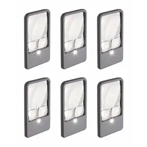 212 MAIN Multi-Power LED Lighted Pocket Magnifying Glass Set of 6, Compact Form Multi-Lens Tool for Low Vision Small Animal Toy Inspection