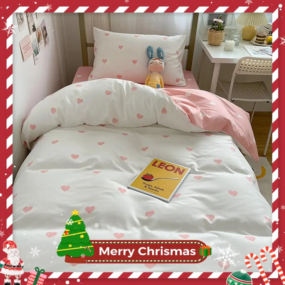 Heart Pattern Quilt Cover Set, 3 Counts/set 1 Duvet Cover and 1 Bed Sheet & 1 Pillowcase, Quilt Bedspread Set, Duvet Cover Set, Bedding Set for Home