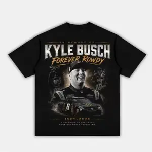 Kyle Busch "Forever Rowdy" Memorial NASCAR Graphic T-Shirt, Vintage Racing Tee