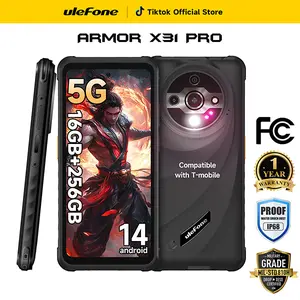 Ulefone Armor X31 Pro 5G Rugged Phone, MTK Dimensity 6300 ，16GB+256GB, Android 14, 6.56”FHD+120Hz, 64MP Main Cam+ 25MP Night Vision Cam,AI Scene Recognition， 6050mAh, Google Lens,Widevine L1 / NFC/IR Blaster/GPS - Black Smart Phone