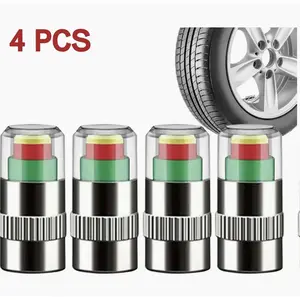 4-Pack Car Tire Pressure Monitor Valve Caps, 3-Color Visual Tire Pressure Monitor Sensor Indicator, 2.4 Bar 36PSI Pressure Monitor Tire Valve Caps, Suitable for Most Cars