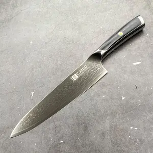 Damascus Steel Chef's Knife - Ultra Sharp for Home & Professional Use, Ideal for SlicingMeat