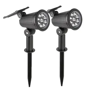 Outdoor Solar Spotlight, Solar Powered Spotlight with 7 Bright Leds, Waterproof Dawn to Dusk Solar Flagpole Light, Adjustable 2 in 1 Ground or Wall Mount for Garden and Trees