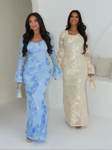 Elegant Backless Bodycon Dress with Flounce Sleeves, Sexy Fashion Slim Fit Long Sleeve Dress, Perfect for Parties and Events