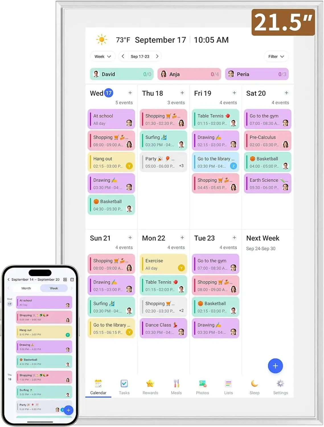 Digital Wall Calendar 21.5 Inch Touch Screen, Electronic Desk Calendar and Chore Chart for Family Kids Monthly/Weekly Planner, Interactive Touchscreen Display Smart Calender for Home Organization