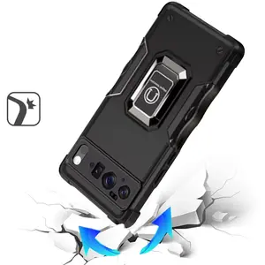 XPM For Google Pixel 10 /Pixel 10 Pro Hybrid Stand Magnetic Ring Holder Kickstand Heavy Duty Rugged Drop Silicone & Hard PC Shockproof (Black)