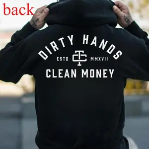Trending Mechanic Unisex , Hoodie, for Workwear Streetwear, Back Side Printed, ESTD MMXVII, Work Hard Dirty Hands Clean Money