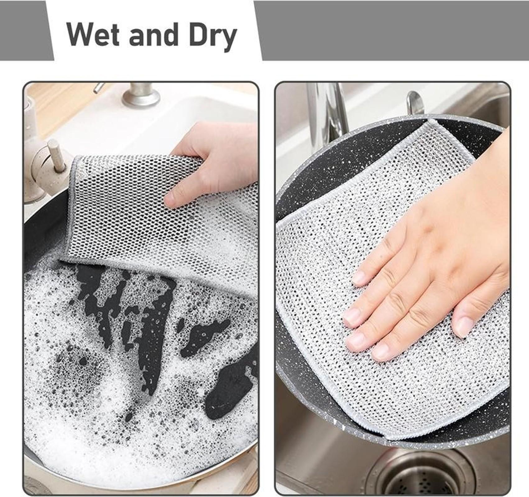 10PCS Set single layer Non-Scratch Steel Wool Dishcloth - Multi Purpose Wire Dishwashing Rags Kitchen Towels and Dishcloths Sets Durable Cleaning Pads Bathroom Home Essentials Cleaning Supplies Tools Thickened Microfiber Cleaning Cloths