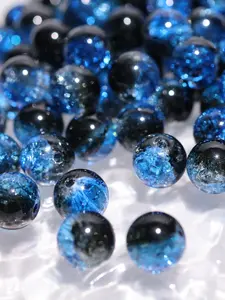 50 Pcs 10mm Dark Blue Glass Snowflake Crackle Beads, DIY Jewelry Making, Beads Charms Accessories, Bracelets, Necklaces, Earrings, Keychains, Phone Chains