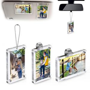 【Father's Day Gift】  Joytutus 2-Pack Magnetic Car Sun Visor Photo Clips Clear Acrylic Display Frames for Personalized Family Pet Photos Easy to Clip Driver Gift