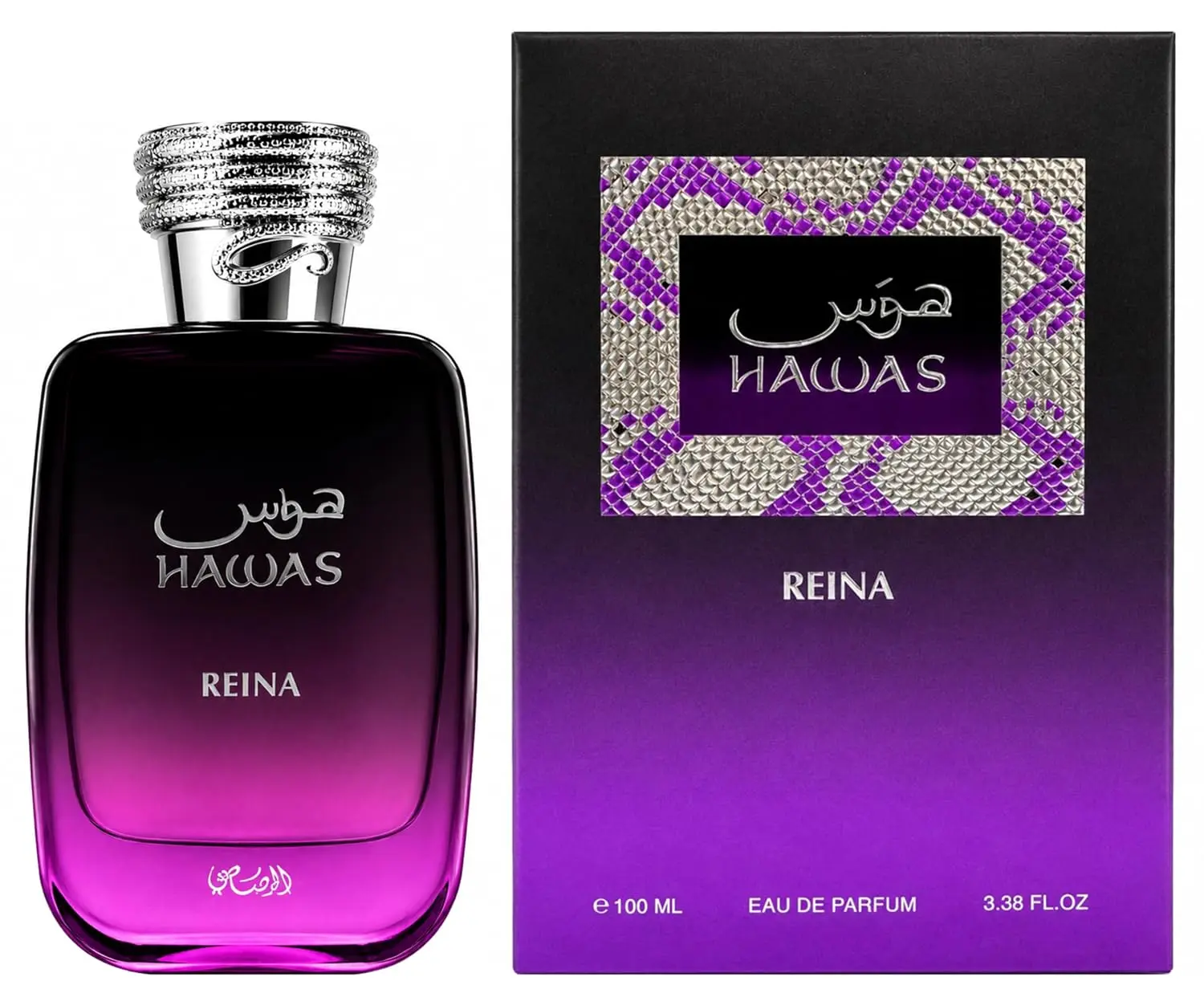Hawas Reina Women's Eau de Parfum Spray - 3.38 oz/100 ml, Gourmand-Floral-Amber-Vanilla Scent, Long-Lasting Fragrance