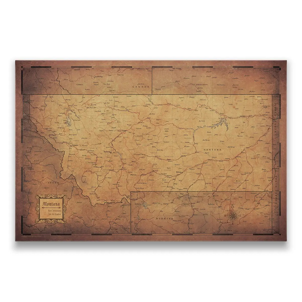 Push Pin Montana Map (Pin Board) - Golden Aged