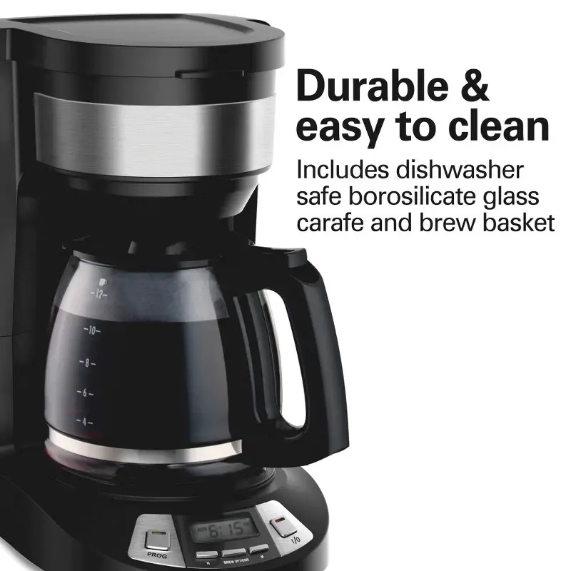 12 Cup Programmable Coffee Maker Black 46290: Drip Coffee Machine, Nonstick  Hot Plate, Brew Pause - TikTok Shop
