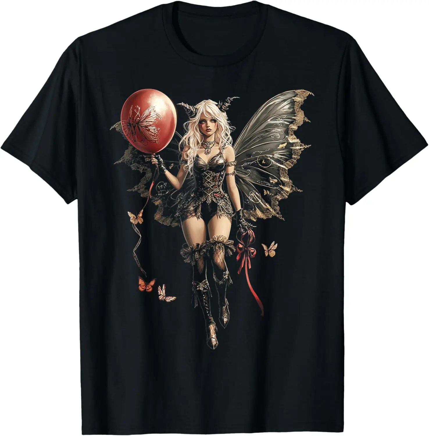 Women's Vintage Fairy Graphic T-Shirt, Cute Whimsical 100% Cotton Short Sleeve Round Neck Tee for Everyday Wear