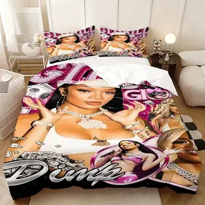 3Pcs,GloRilla three-piece bedding set, soft, comfortable and skin-friendly, universal in all seasons, bedding set, no pillow core, no quilt core, suitable for bedrooms, guest rooms - (1 quilt cover + 2 pillowcases)