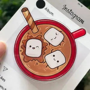 Hot Chocolate MagSafe Phone Grips, Cute Popsocket with Marshmallows and Straw for Xmas , Festive Holiday Accessory for Phone & Kindle, sticky phone grip