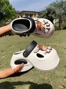 Cartoon Decorated Thick Sole Hole Shoes, Cute Kids Style, Height Increasing, Breathable and Comfortable, Multiple Colors Available, EVA Beach Slippers