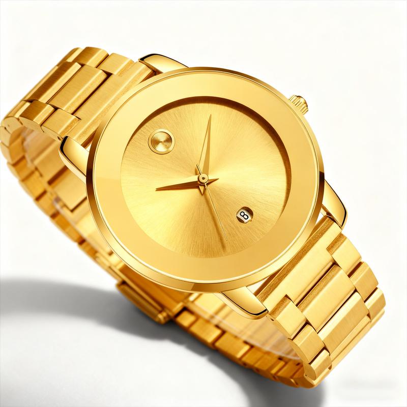 Luxury Business Quartz Watches For Ladies And Gentlemen Featuring Solid Stainless Steel Straps Calendar Function And Water Resistance With A Minimalist Design They Are Elegant And Durable Suitable For Daily Wear