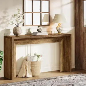 LITTLE TREE  Farmhouse Console Table, 55-Inch Wooden Sofa Table with Storage for Entryway, Foyer, Hallway, Living Room, Easy Assembly