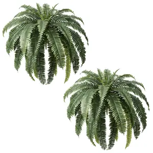 Artificial Boston Ferns (33/39 Fronds) UV Resistant – 2/4 Pack Large Lifelike Faux Ferns for Outdoor Porch, Garden & Indoor Decor, DIY Hanging or Planter Use (No Pot Included)