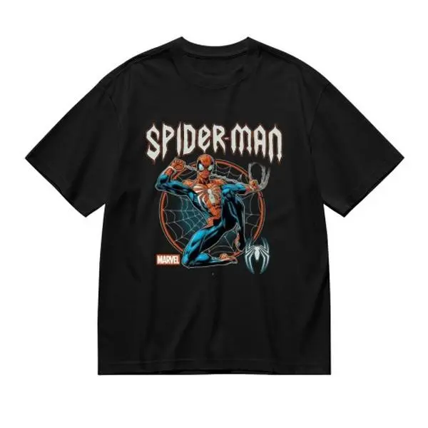 Marvel Spider-Man T Shirt Cotton Crewneck Short Sleeve Streetwear Graphic Tee With Large Spider Graphic And Iconic Web Print Summer Essential