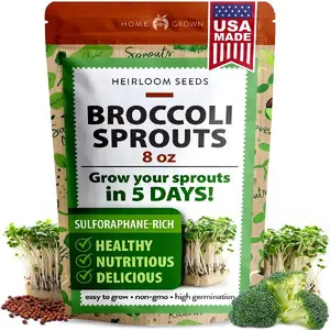 HOME GROWN Broccoli Seeds for Sprouting or Microgreens | Heirloom & Non-GMO | High Germination Sprout Seeds | Nutritious Micro Greens Seeds - Broccoli Sprouts in 5 Days - Sulforaphane Rich